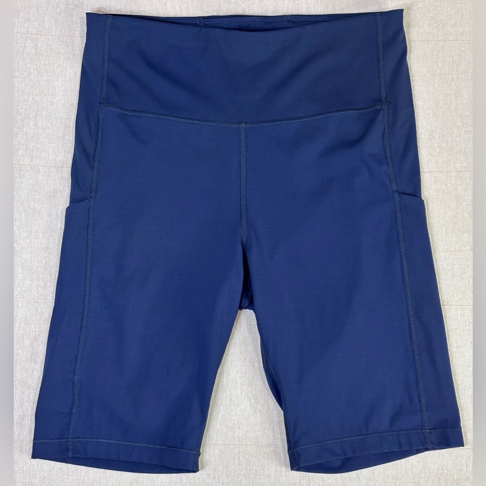 Athleta Ultimate Stash Biker Shorts Navy High Rise Pocket 9” Sculpting